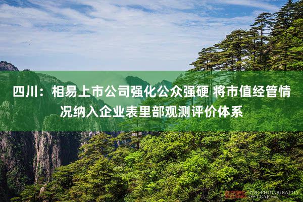 四川：相易上市公司强化公众强硬 将市值经管情况纳入企业表里部观测评价体系