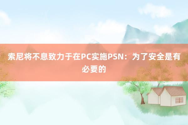 索尼将不息致力于在PC实施PSN：为了安全是有必要的